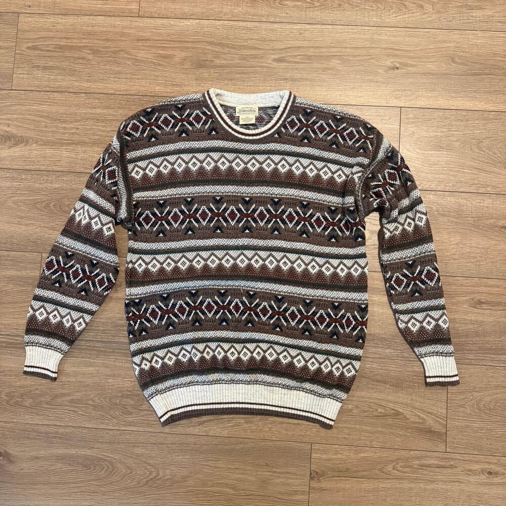 Vintage 90s St. John’s Bay Fair Isle Geometric Grandpa Sweater